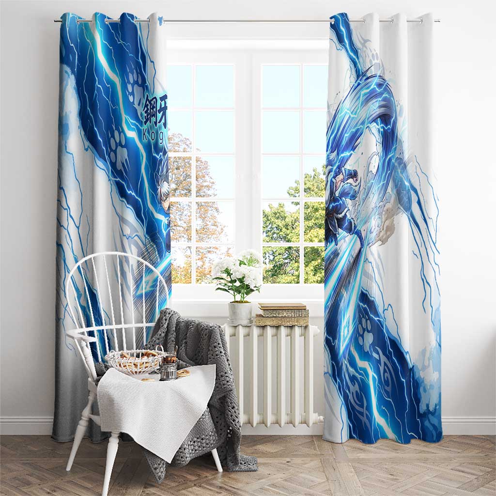 Koga Inuyasha Series Window Curtain Electric Storm Anime Style with Blue Wolf Spirit