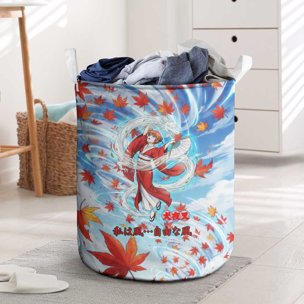 Kagura Inuyasha Series Laundry Basket Wind Spirit Anime Style with Autumn Maple Leaves