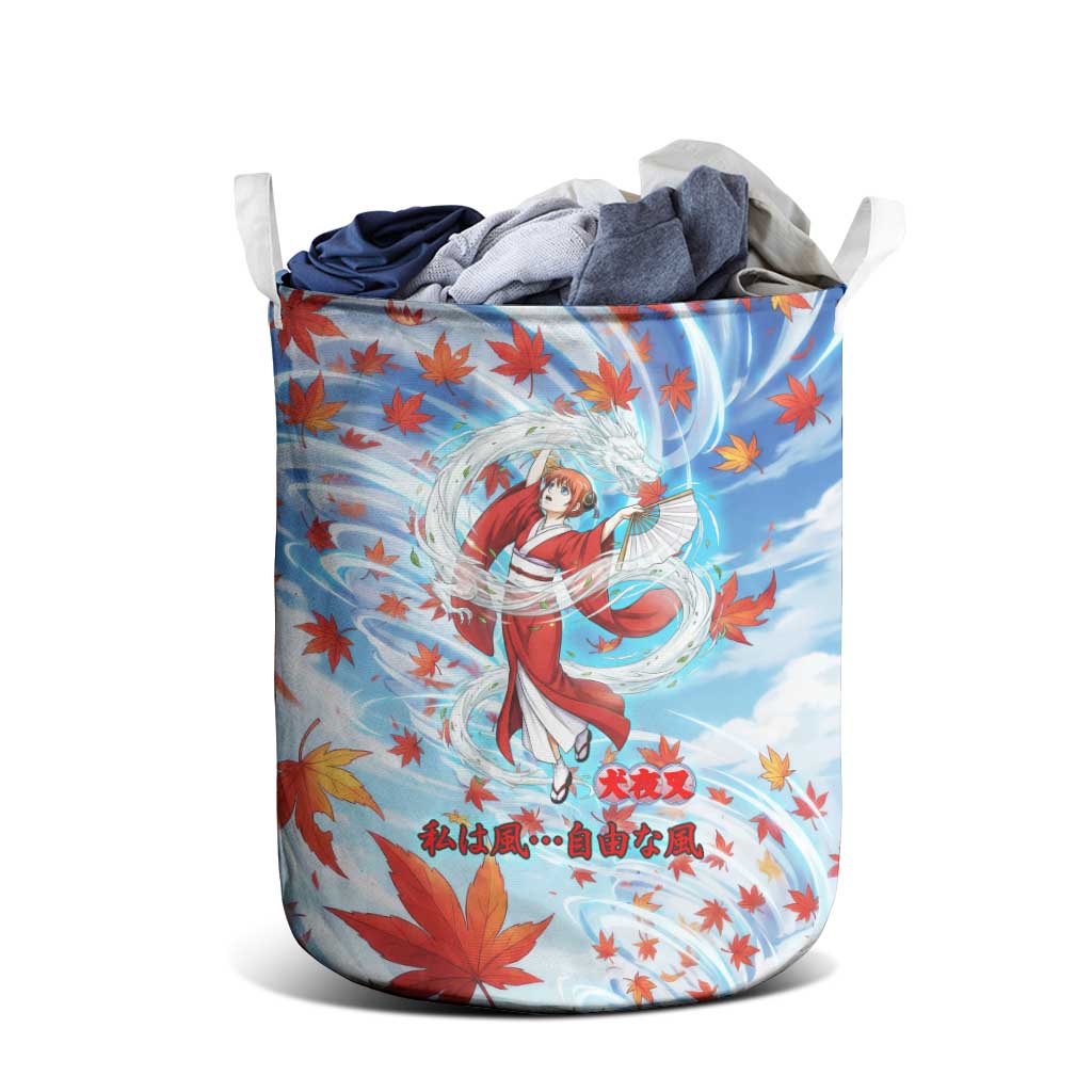 Kagura Inuyasha Series Laundry Basket Wind Spirit Anime Style with Autumn Maple Leaves