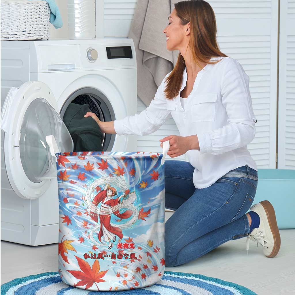 Kagura Inuyasha Series Laundry Basket Wind Spirit Anime Style with Autumn Maple Leaves