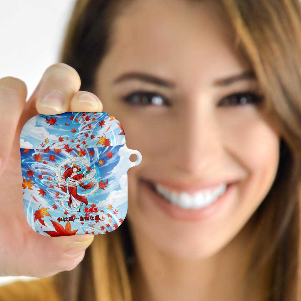 Kagura Inuyasha Series AirPods Case Wind Spirit Anime Style with Autumn Maple Leaves