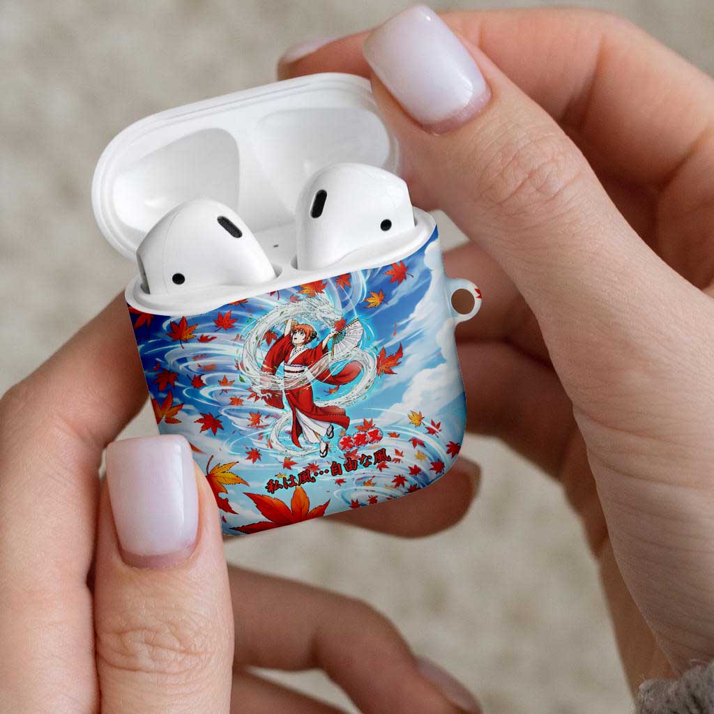 Kagura Inuyasha Series AirPods Case Wind Spirit Anime Style with Autumn Maple Leaves