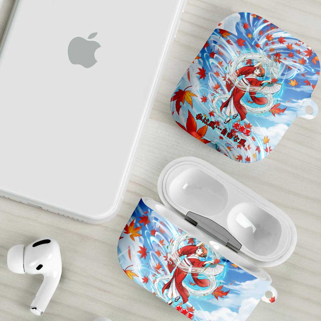 Kagura Inuyasha Series AirPods Case Wind Spirit Anime Style with Autumn Maple Leaves