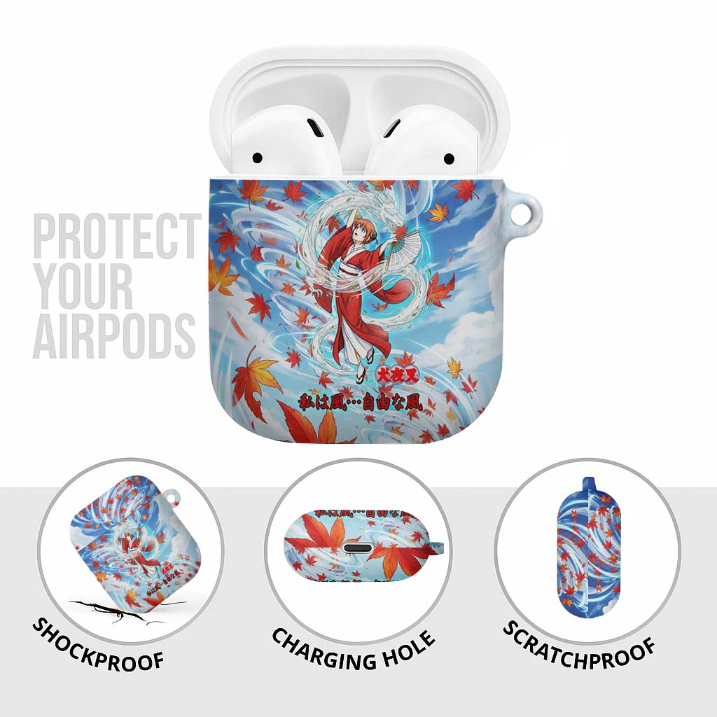 Kagura Inuyasha Series AirPods Case Wind Spirit Anime Style with Autumn Maple Leaves