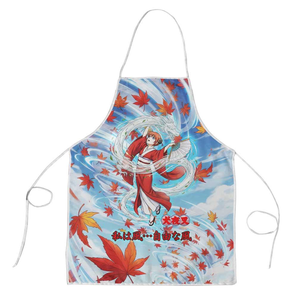 Kagura Inuyasha Series Apron Wind Spirit Anime Style with Autumn Maple Leaves