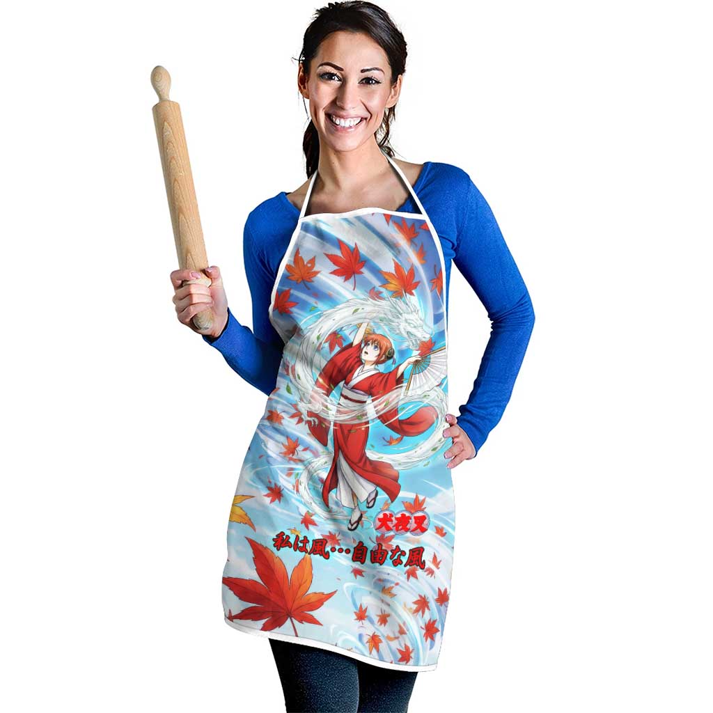 Kagura Inuyasha Series Apron Wind Spirit Anime Style with Autumn Maple Leaves
