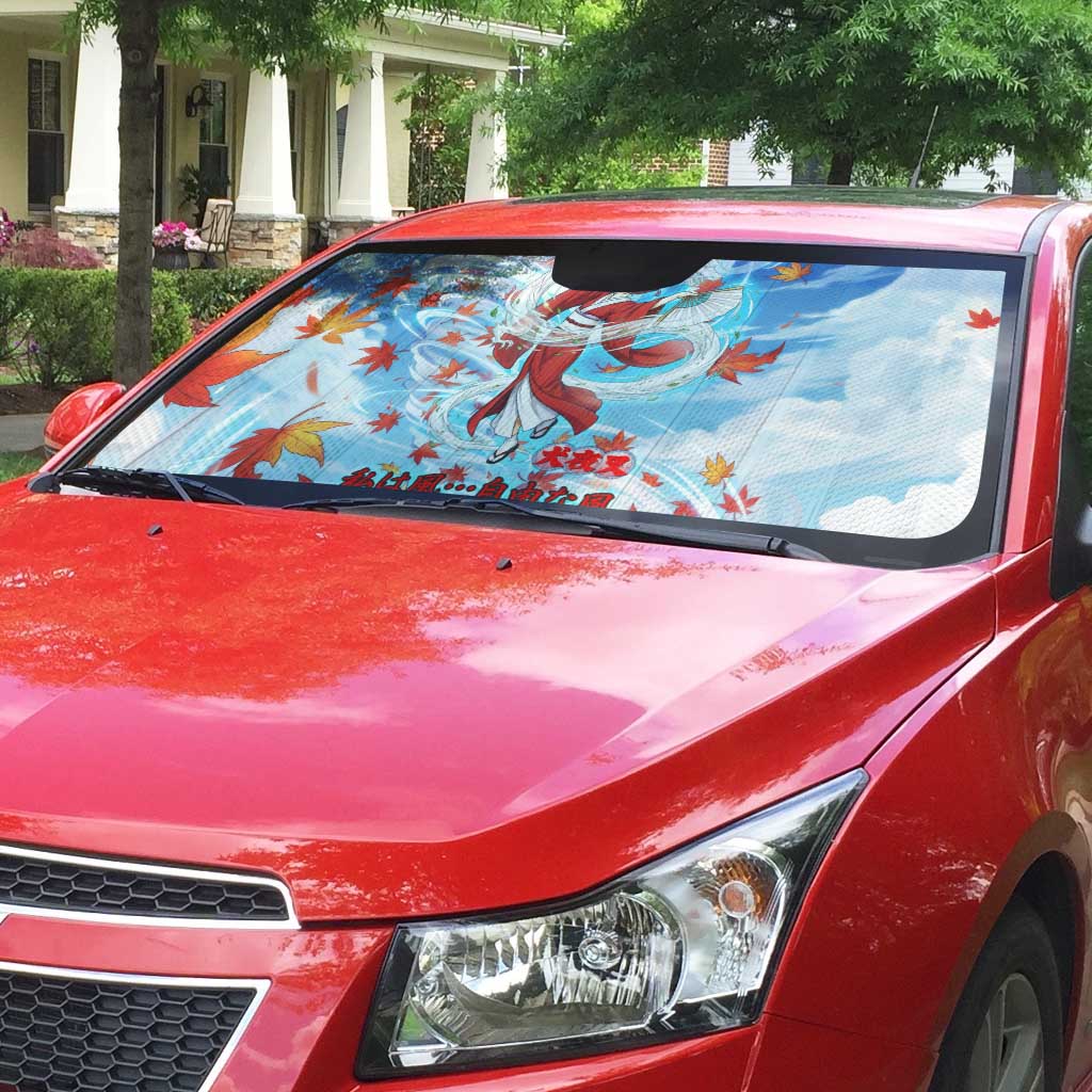 Kagura Inuyasha Series Auto Sun Shade Wind Spirit Anime Style with Autumn Maple Leaves