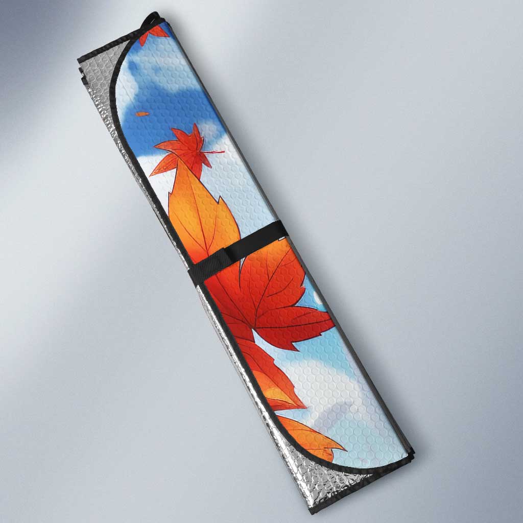 Kagura Inuyasha Series Auto Sun Shade Wind Spirit Anime Style with Autumn Maple Leaves