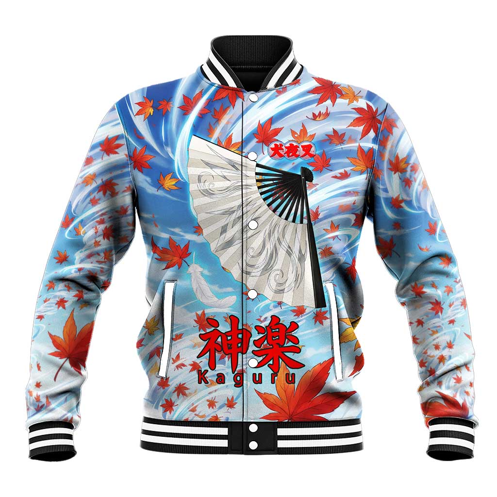 Kagura Inuyasha Series Baseball Jacket Wind Spirit Anime Style with Autumn Maple Leaves