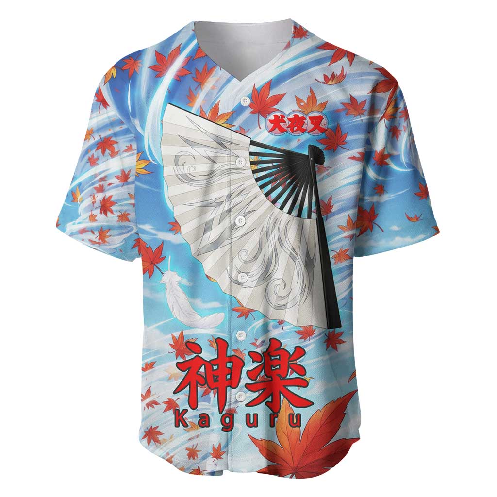 Kagura Inuyasha Series Baseball Jersey Wind Spirit Anime Style with Autumn Maple Leaves