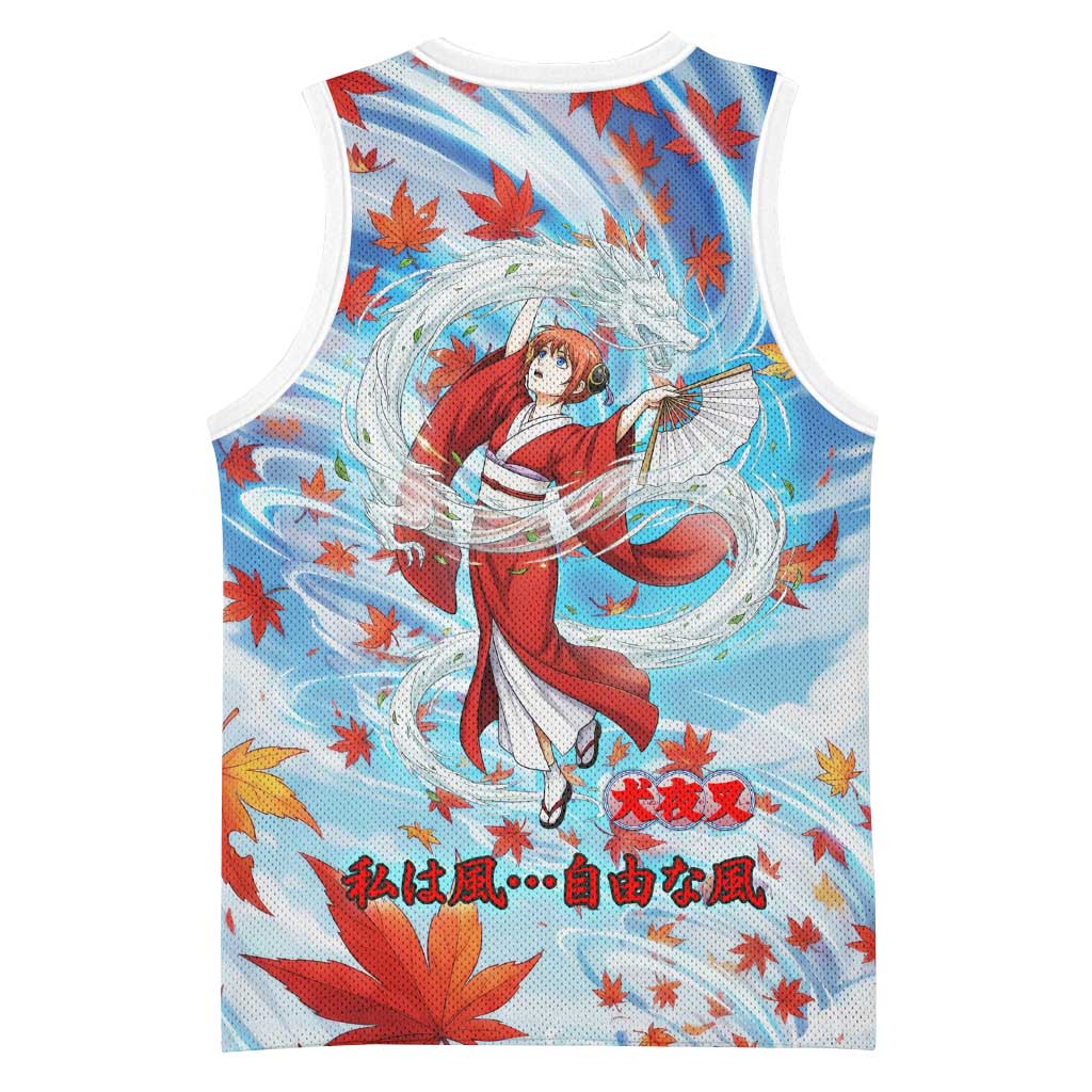 Kagura Inuyasha Series Basketball Jersey Wind Spirit Anime Style with Autumn Maple Leaves