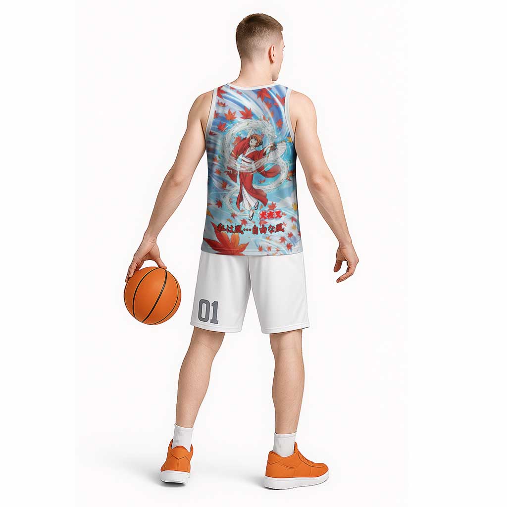 Kagura Inuyasha Series Basketball Jersey Wind Spirit Anime Style with Autumn Maple Leaves