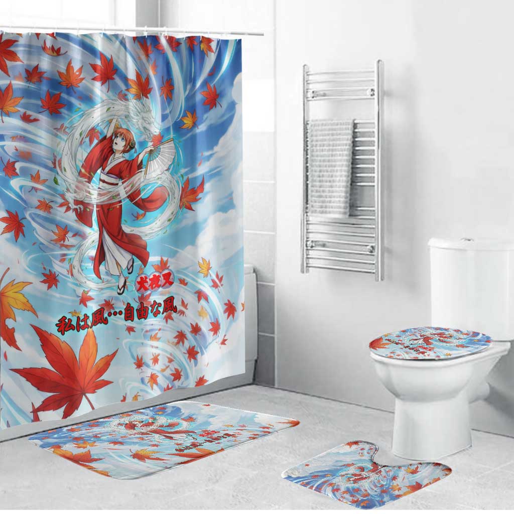 Kagura Inuyasha Series Bathroom Set Wind Spirit Anime Style with Autumn Maple Leaves