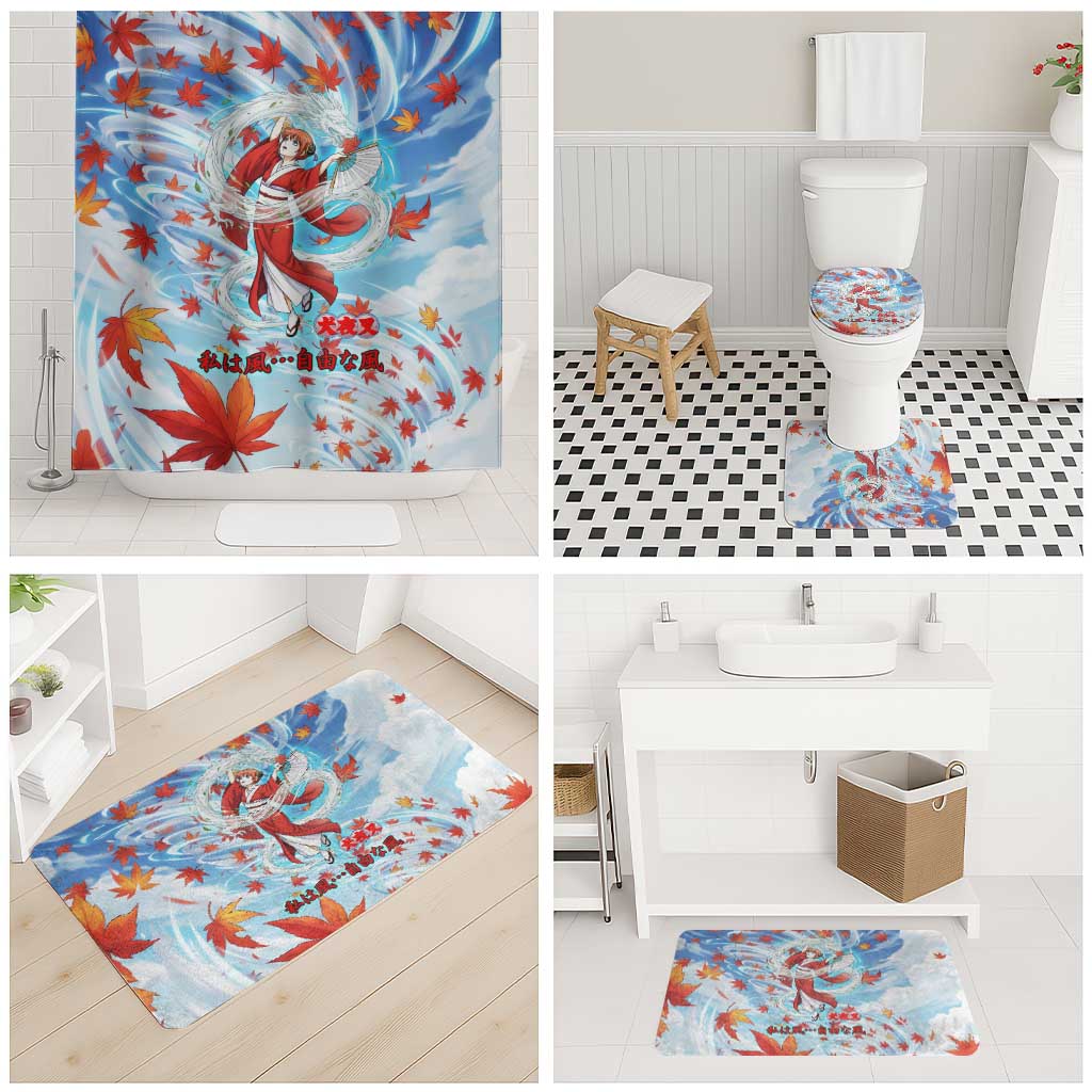 Kagura Inuyasha Series Bathroom Set Wind Spirit Anime Style with Autumn Maple Leaves