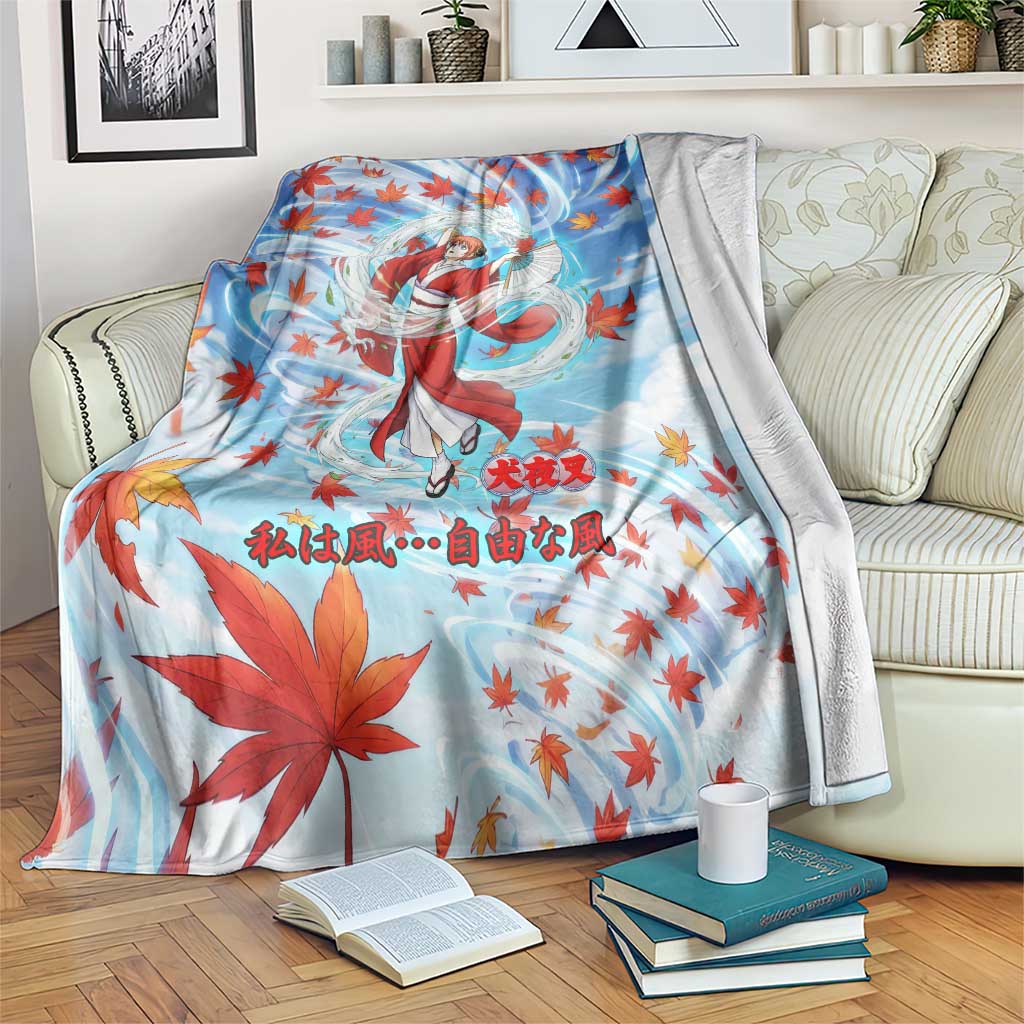 Kagura Inuyasha Series Blanket Wind Spirit Anime Style with Autumn Maple Leaves