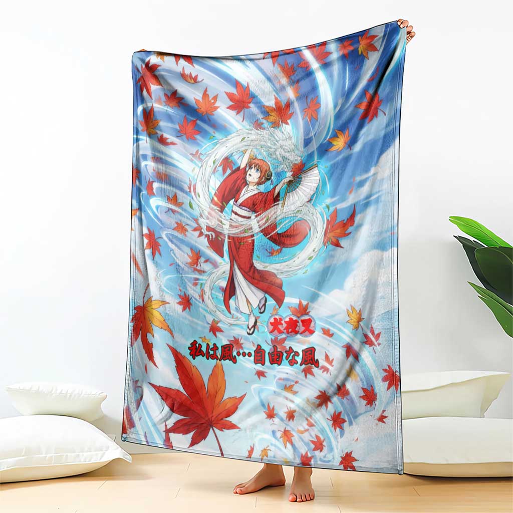 Kagura Inuyasha Series Blanket Wind Spirit Anime Style with Autumn Maple Leaves