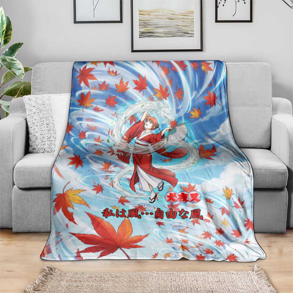 Kagura Inuyasha Series Blanket Wind Spirit Anime Style with Autumn Maple Leaves