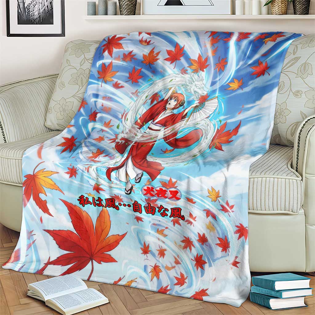 Kagura Inuyasha Series Blanket Wind Spirit Anime Style with Autumn Maple Leaves