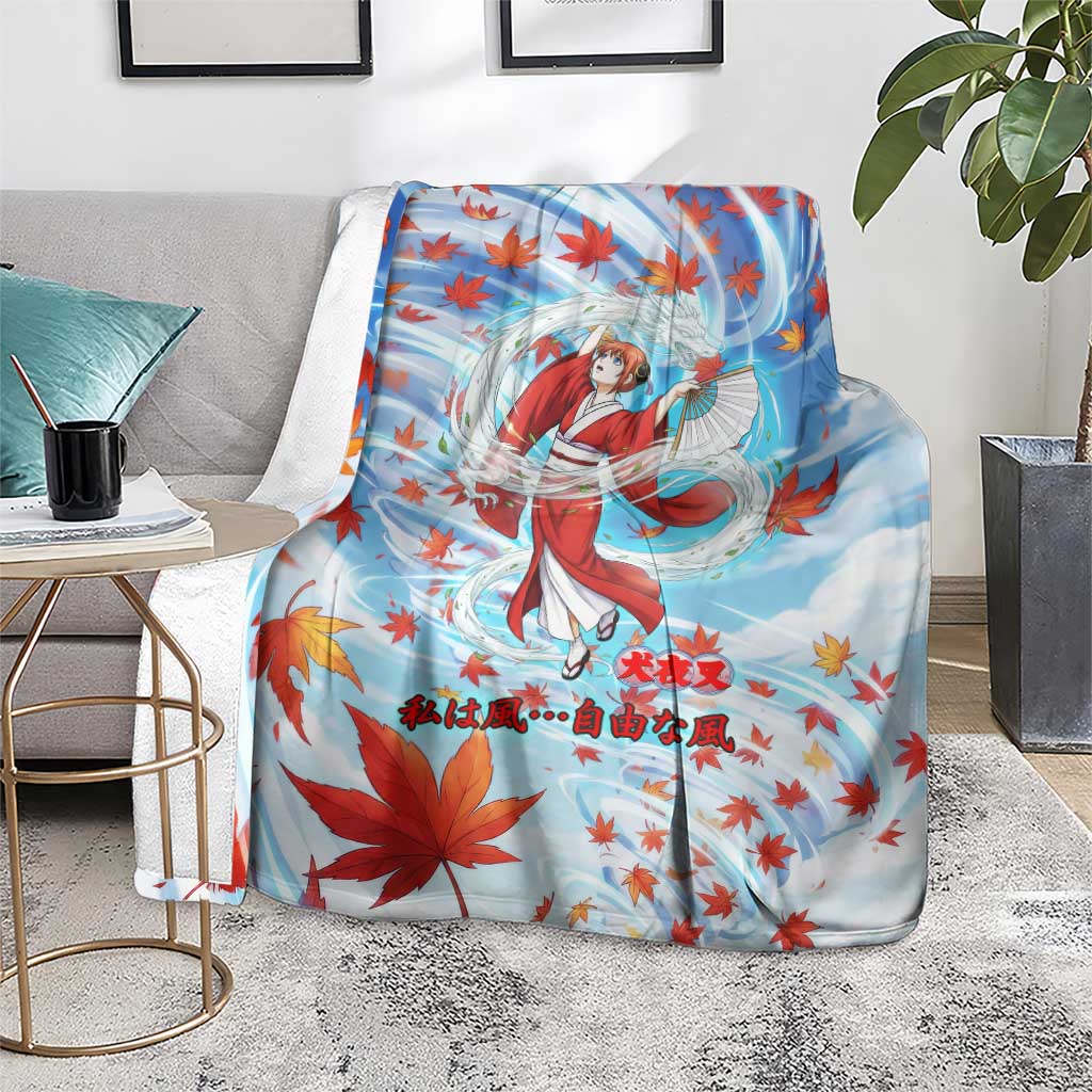 Kagura Inuyasha Series Blanket Wind Spirit Anime Style with Autumn Maple Leaves