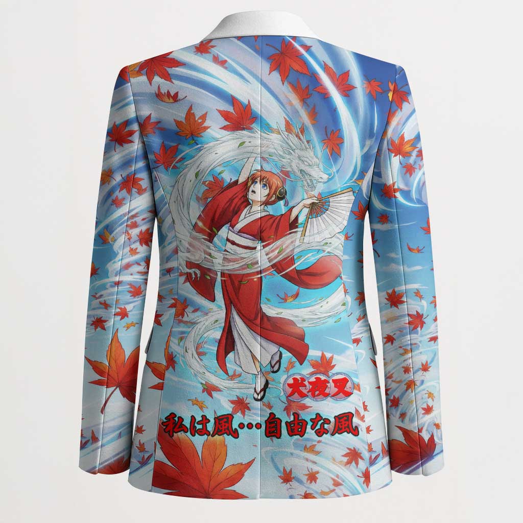 Kagura Inuyasha Series Blazer Wind Spirit Anime Style with Autumn Maple Leaves