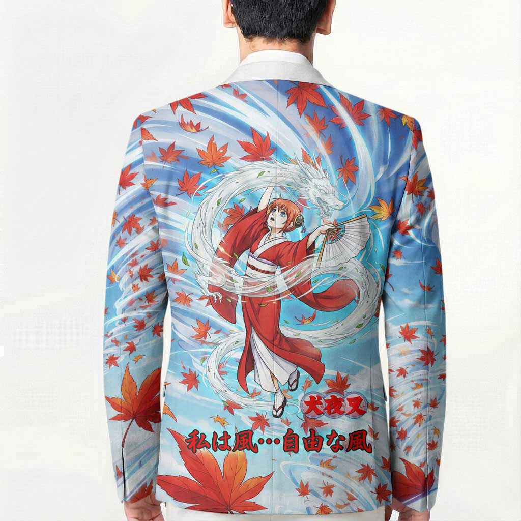 Kagura Inuyasha Series Blazer Wind Spirit Anime Style with Autumn Maple Leaves