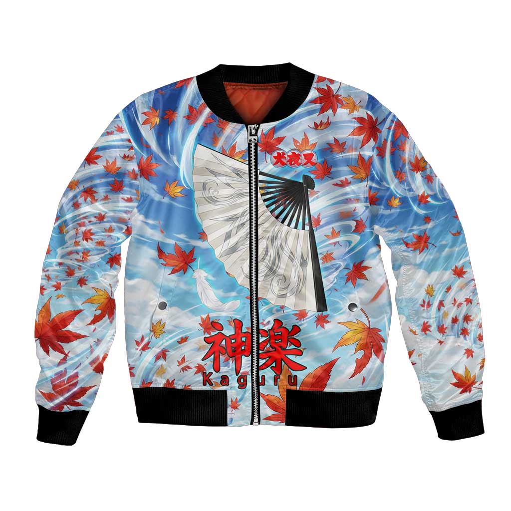 Kagura Inuyasha Series Bomber Jacket Wind Spirit Anime Style with Autumn Maple Leaves