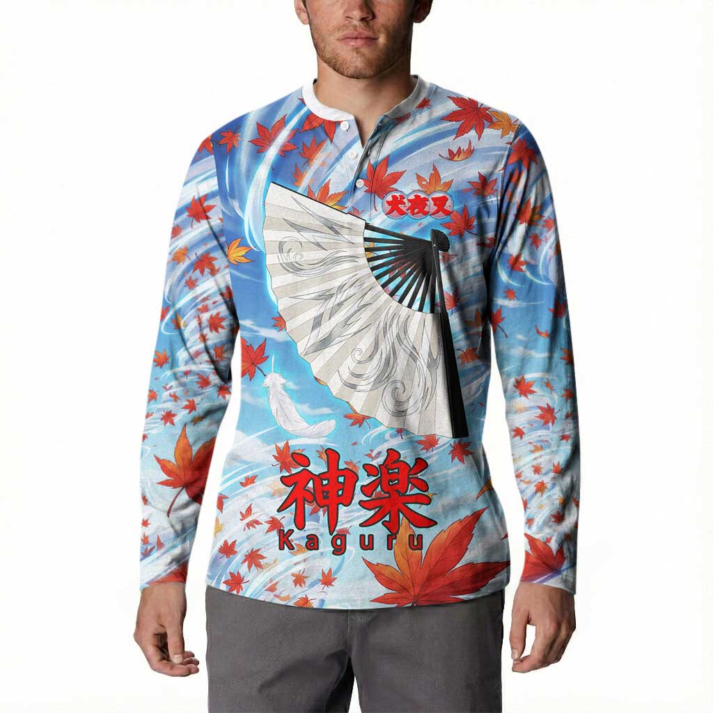 Kagura Inuyasha Series Button Sweatshirt Wind Spirit Anime Style with Autumn Maple Leaves