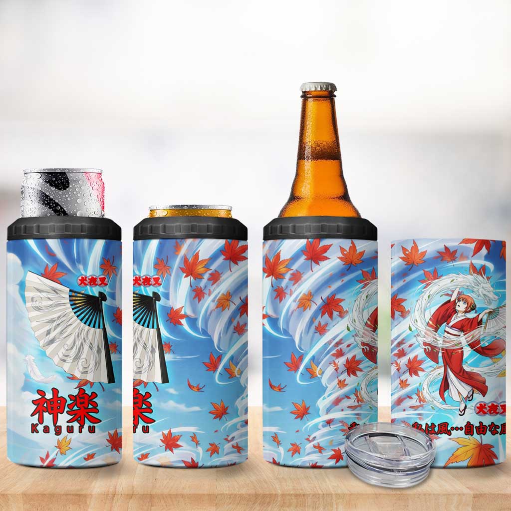 Kagura Inuyasha Series 4 in 1 Can Cooler Tumbler Wind Spirit Anime Style with Autumn Maple Leaves