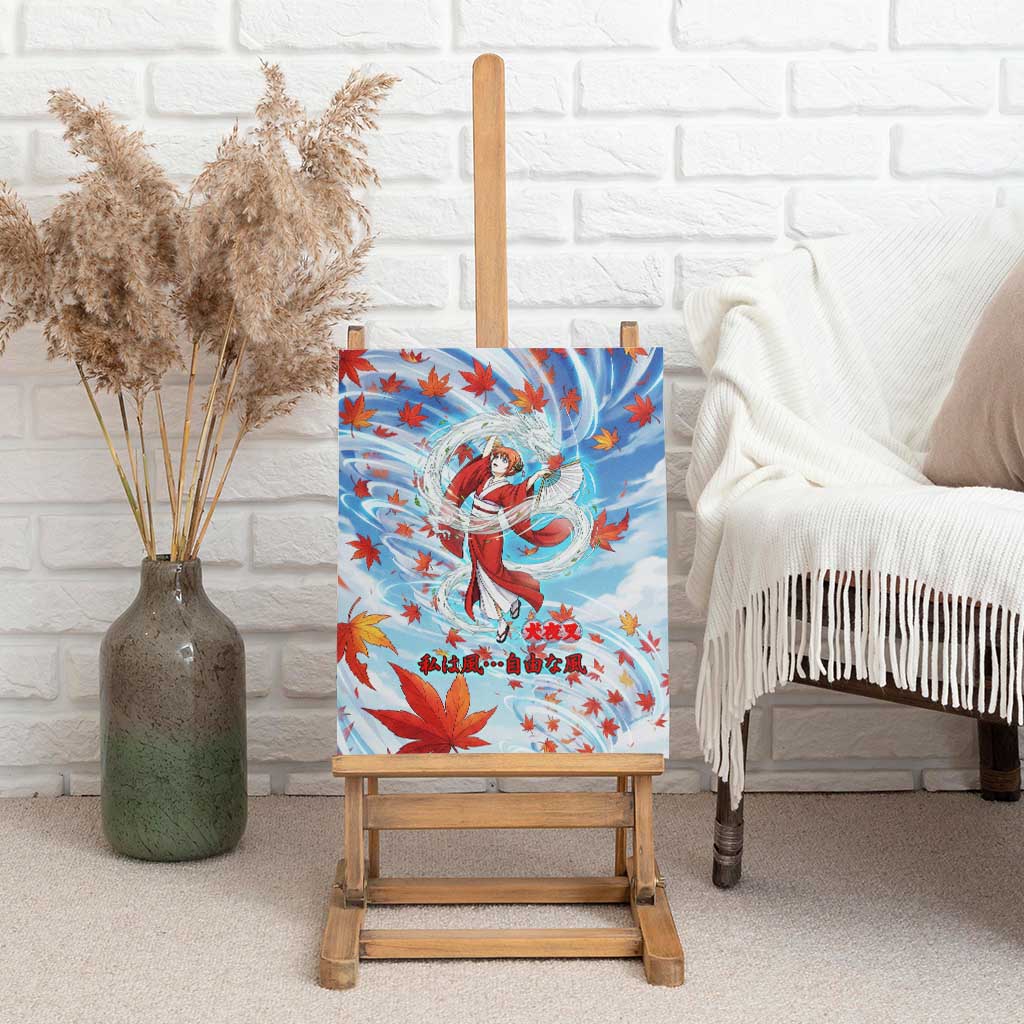 Kagura Inuyasha Series Canvas Wall Art Wind Spirit Anime Style with Autumn Maple Leaves