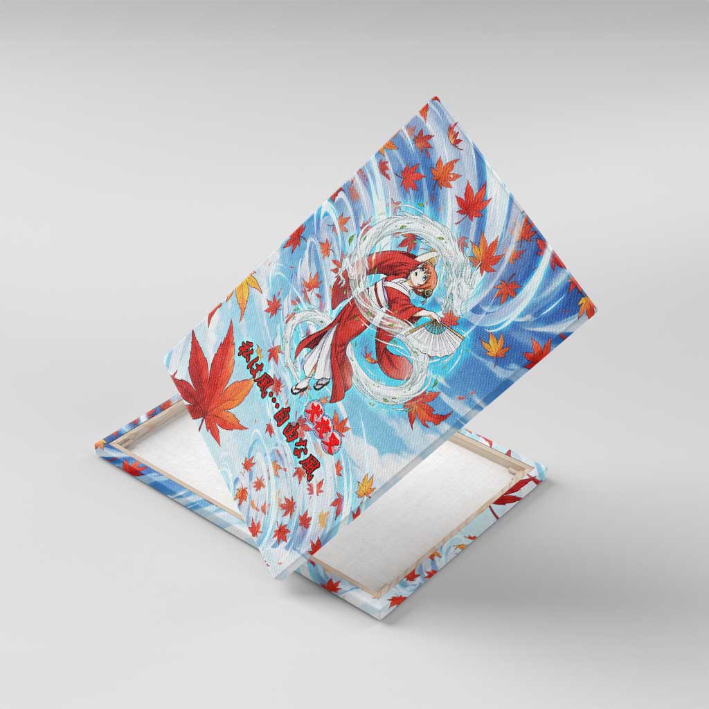 Kagura Inuyasha Series Canvas Wall Art Wind Spirit Anime Style with Autumn Maple Leaves