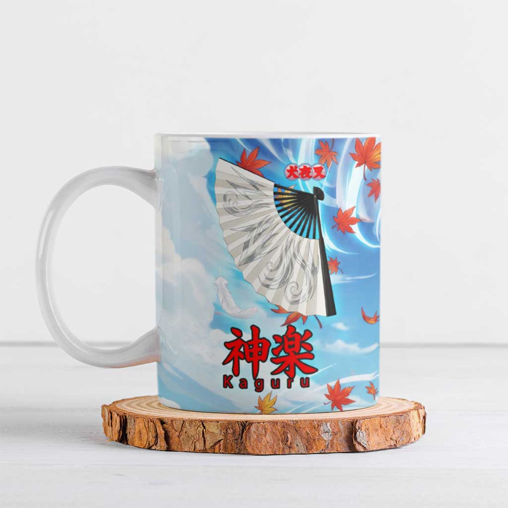 Kagura Inuyasha Series Ceramic Mug Wind Spirit Anime Style with Autumn Maple Leaves