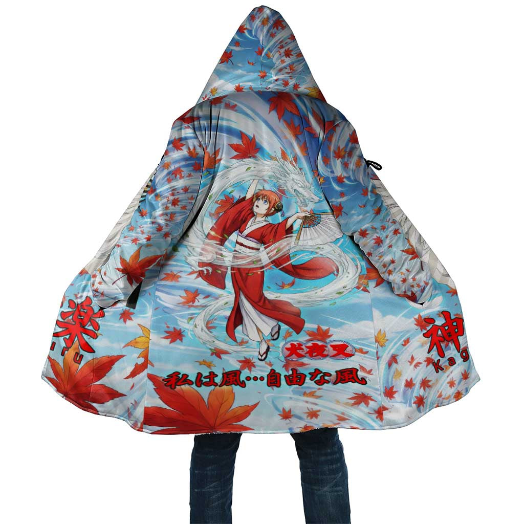 Kagura Inuyasha Series Cloak Wind Spirit Anime Style with Autumn Maple Leaves