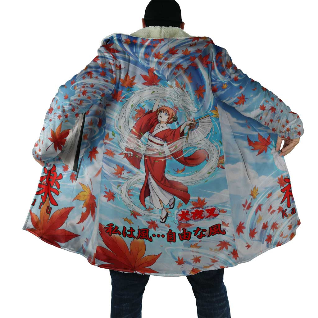 Kagura Inuyasha Series Cloak Wind Spirit Anime Style with Autumn Maple Leaves