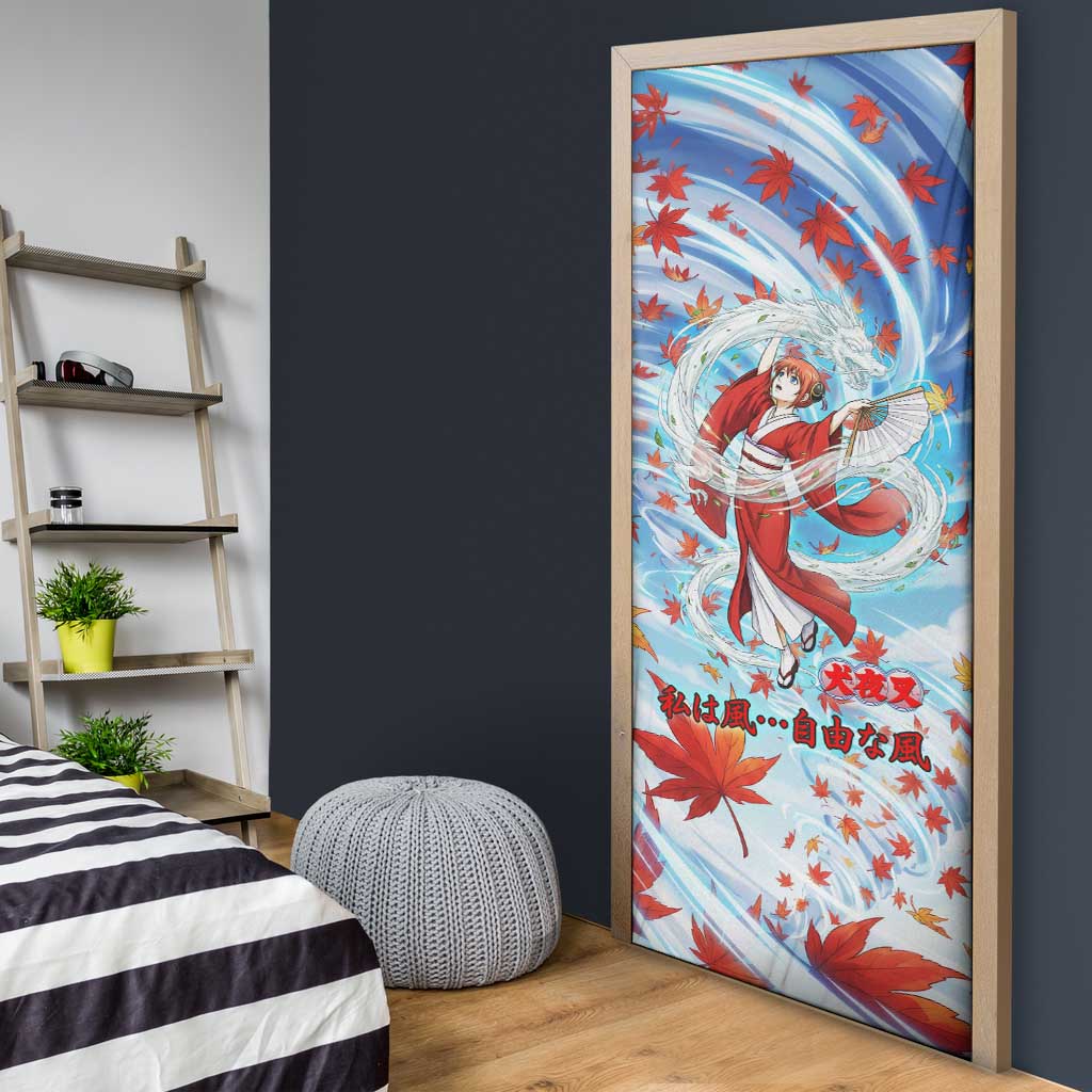 Kagura Inuyasha Series Door Cover Wind Spirit Anime Style with Autumn Maple Leaves