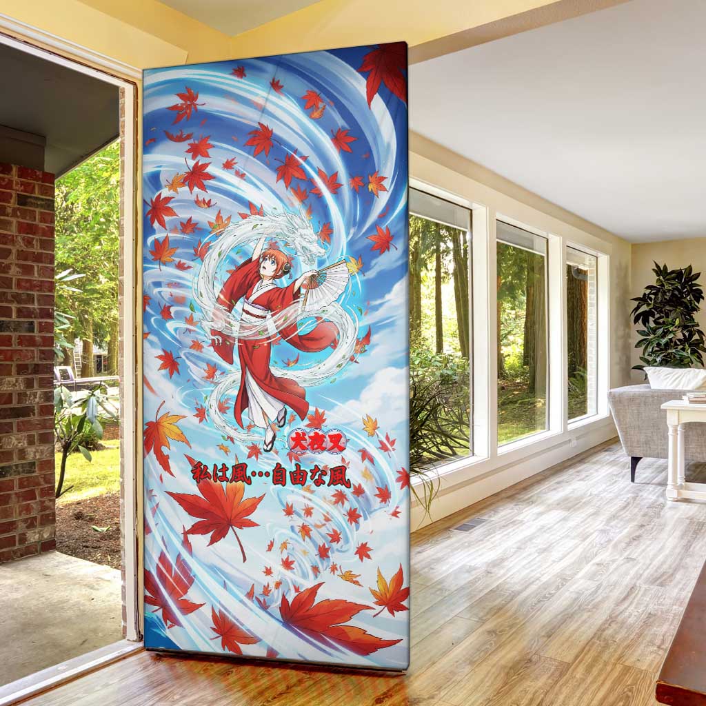 Kagura Inuyasha Series Door Cover Wind Spirit Anime Style with Autumn Maple Leaves