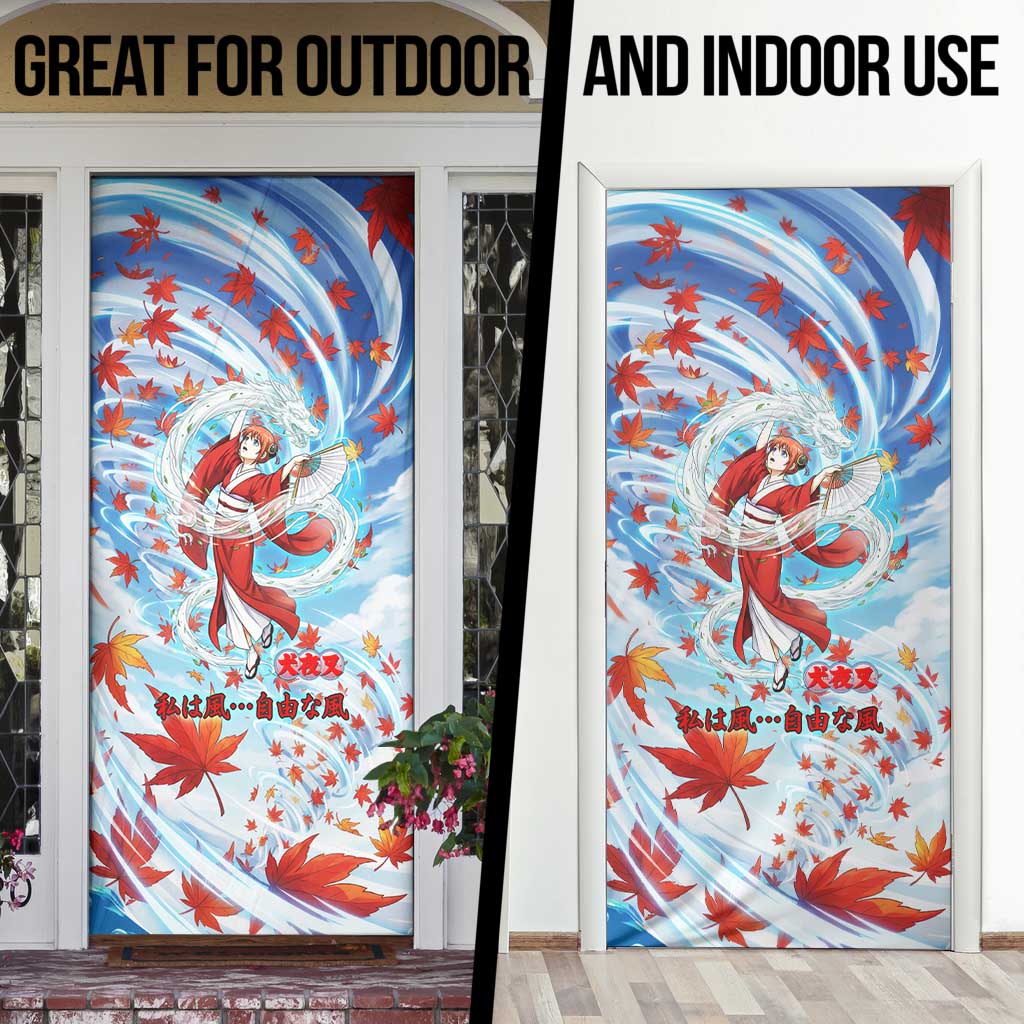 Kagura Inuyasha Series Door Cover Wind Spirit Anime Style with Autumn Maple Leaves
