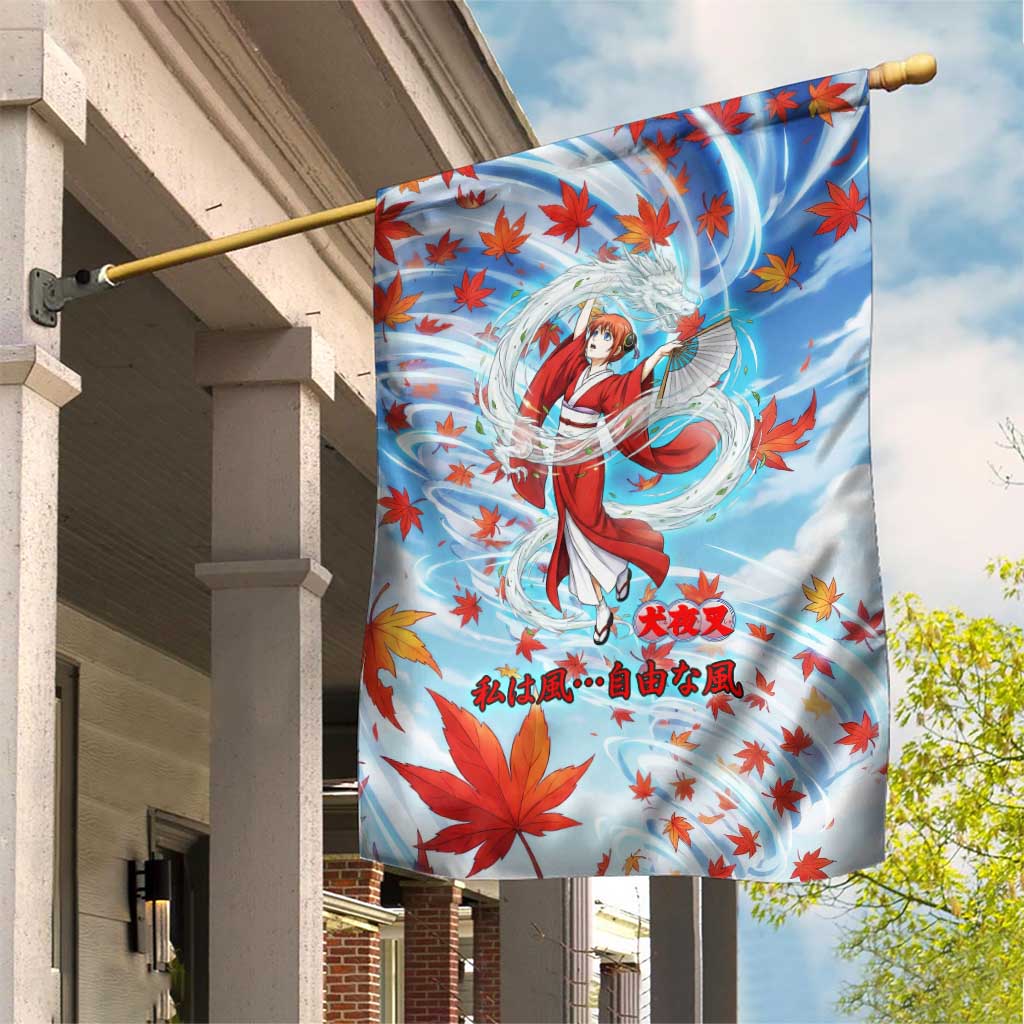 Kagura Inuyasha Series Garden Flag Wind Spirit Anime Style with Autumn Maple Leaves