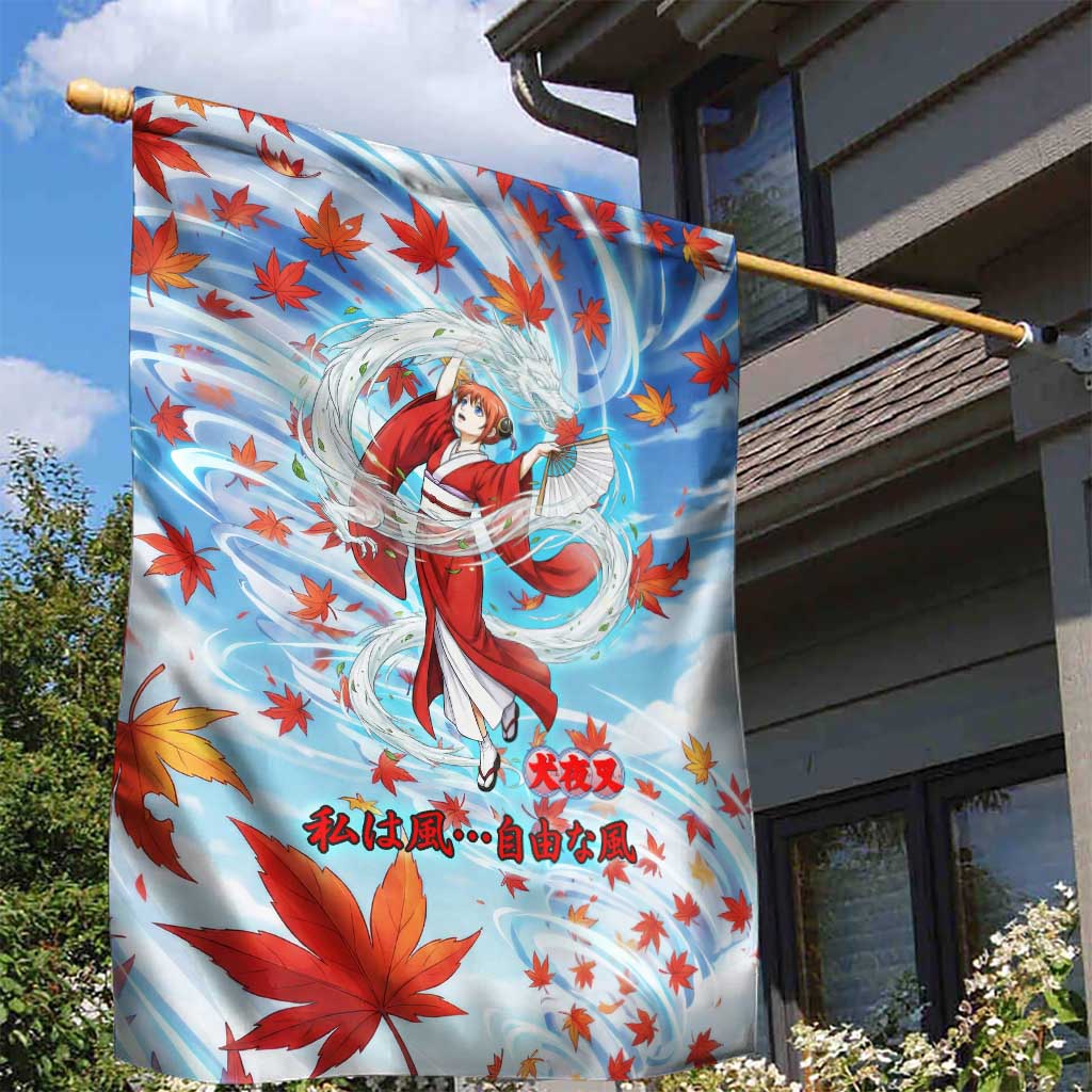 Kagura Inuyasha Series Garden Flag Wind Spirit Anime Style with Autumn Maple Leaves