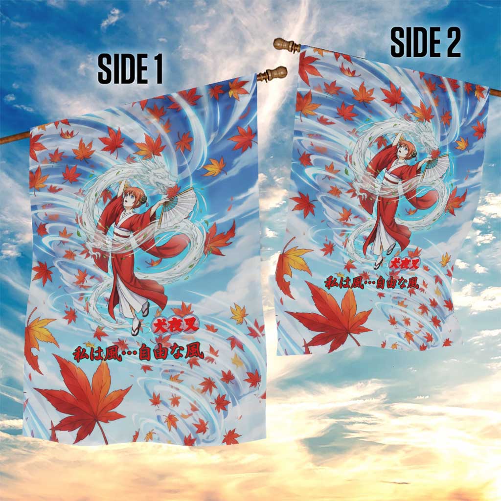 Kagura Inuyasha Series Garden Flag Wind Spirit Anime Style with Autumn Maple Leaves