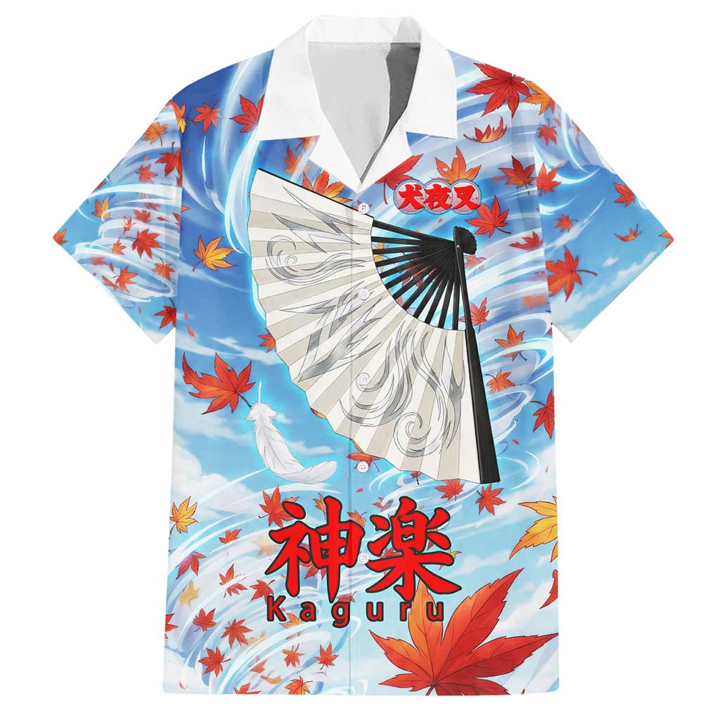 Kagura Inuyasha Series Hawaiian Shirt Wind Spirit Anime Style with Autumn Maple Leaves