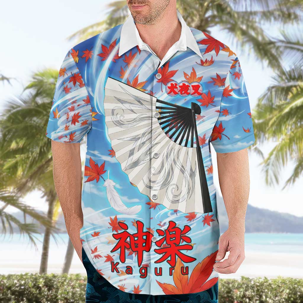 Kagura Inuyasha Series Hawaiian Shirt Wind Spirit Anime Style with Autumn Maple Leaves