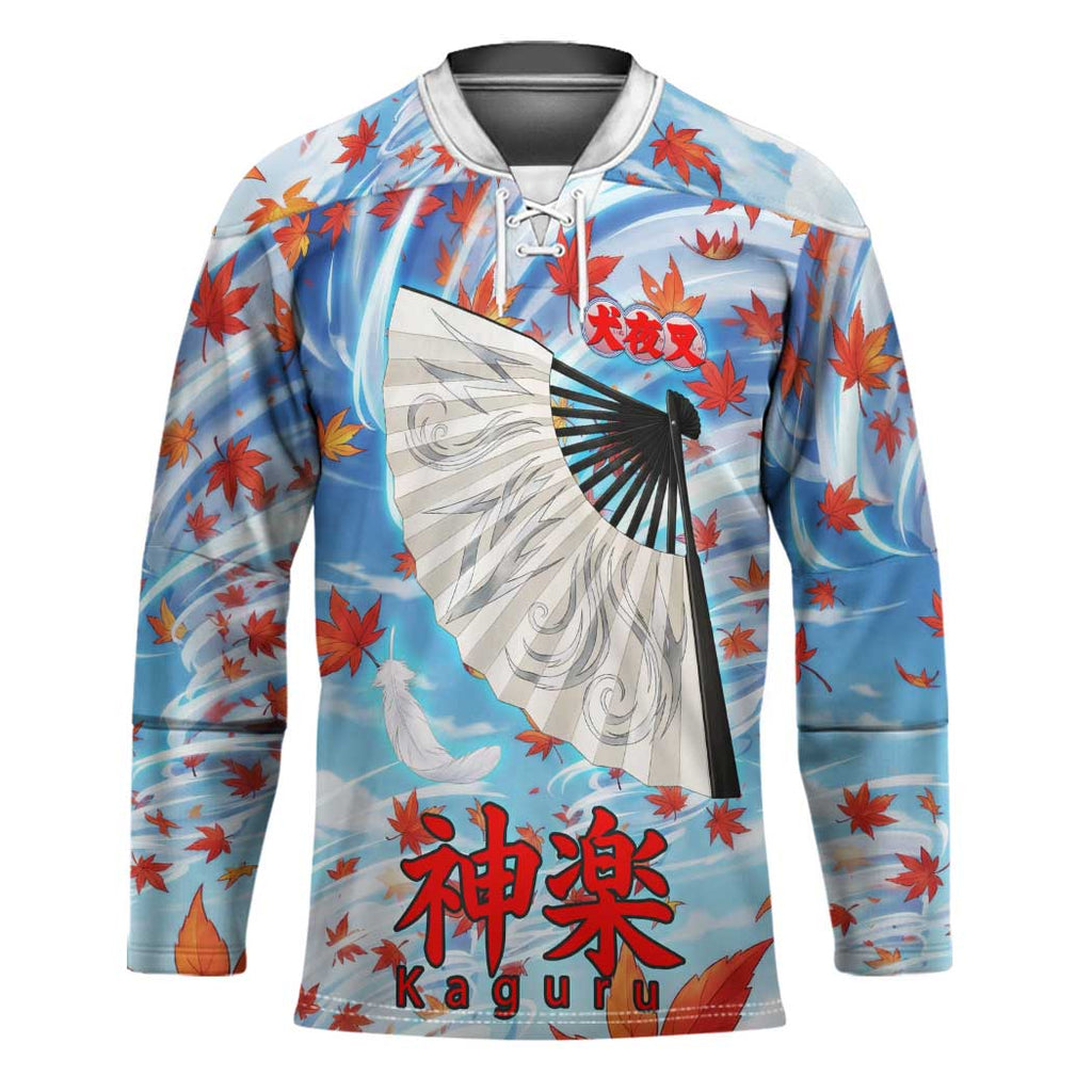 Kagura Inuyasha Series Hockey Jersey Wind Spirit Anime Style with Autumn Maple Leaves