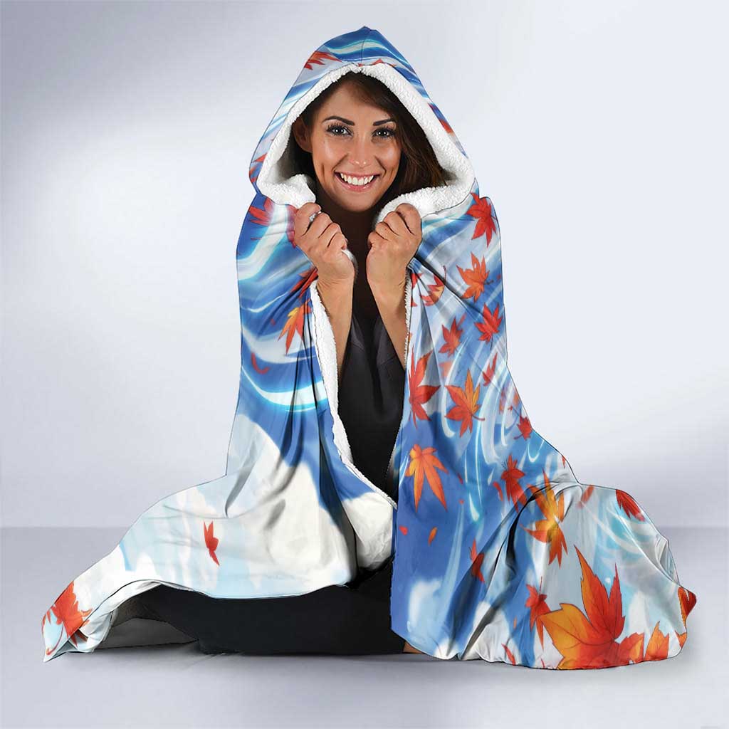 Kagura Inuyasha Series Hooded Blanket Wind Spirit Anime Style with Autumn Maple Leaves