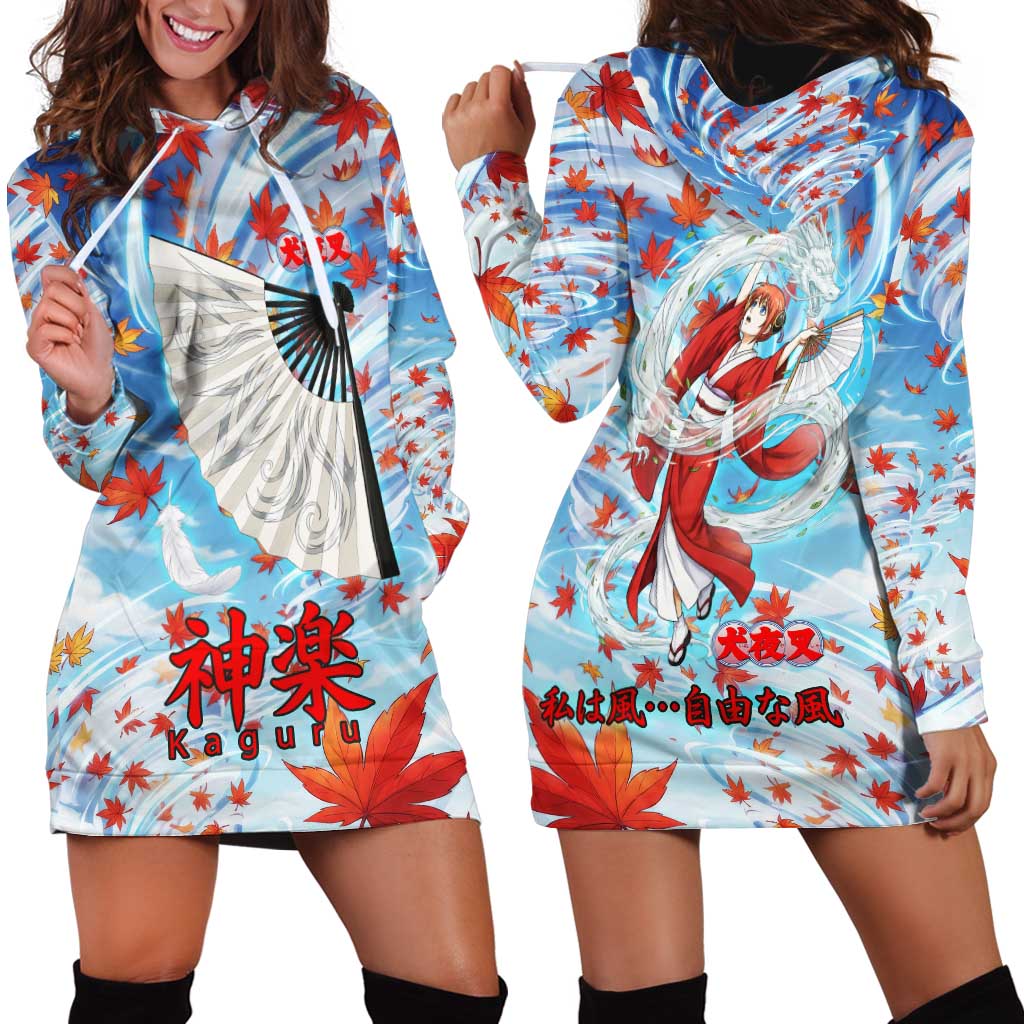 Kagura Inuyasha Series Hoodie Dress Wind Spirit Anime Style with Autumn Maple Leaves
