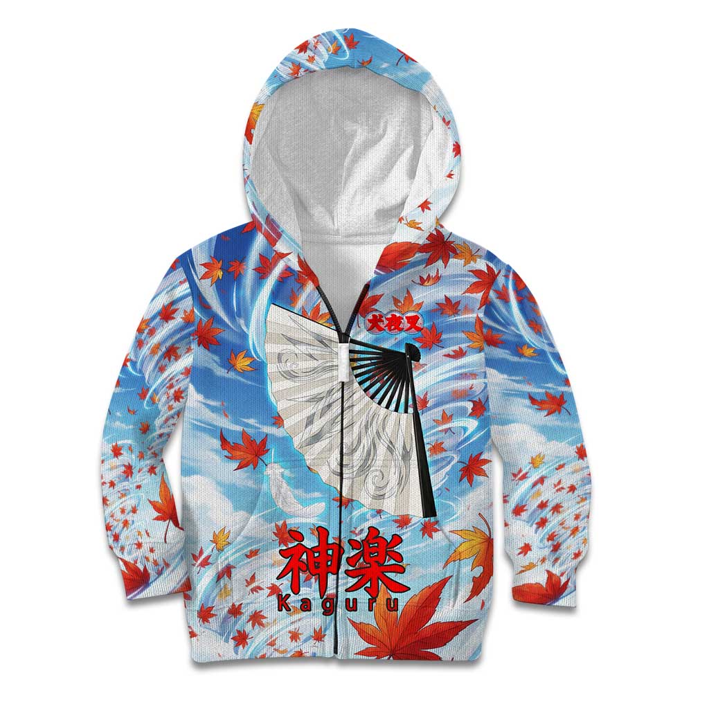 Kagura Inuyasha Series Kid Hoodie Wind Spirit Anime Style with Autumn Maple Leaves