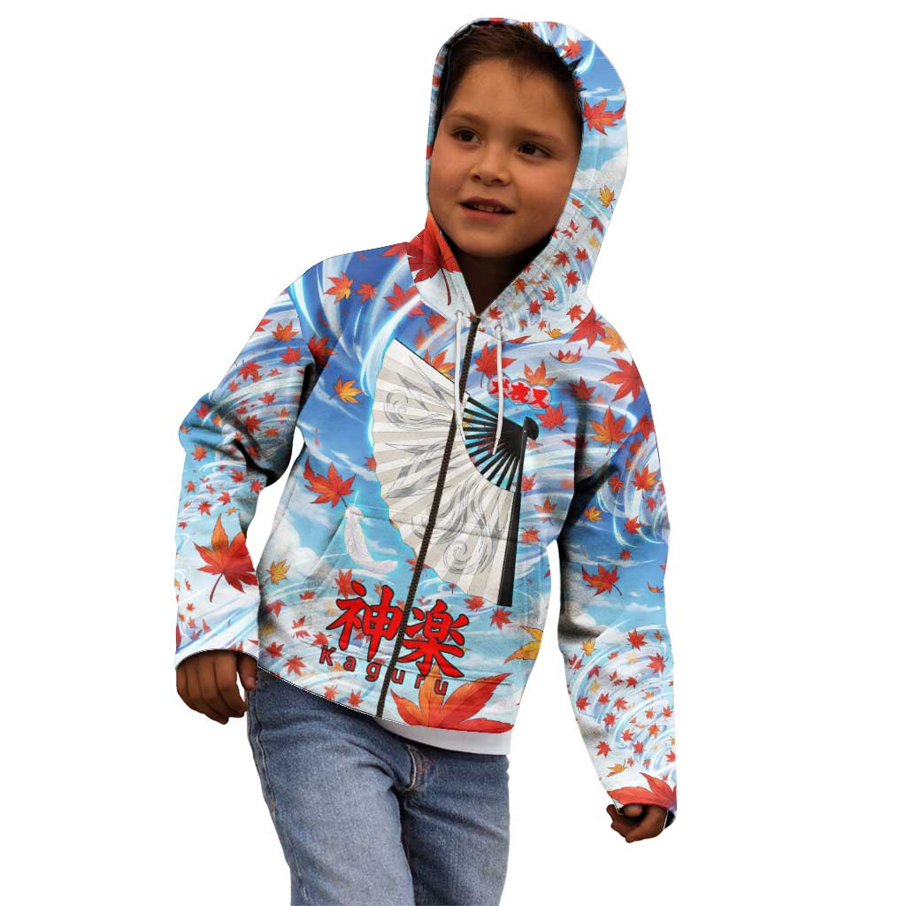 Kagura Inuyasha Series Kid Hoodie Wind Spirit Anime Style with Autumn Maple Leaves