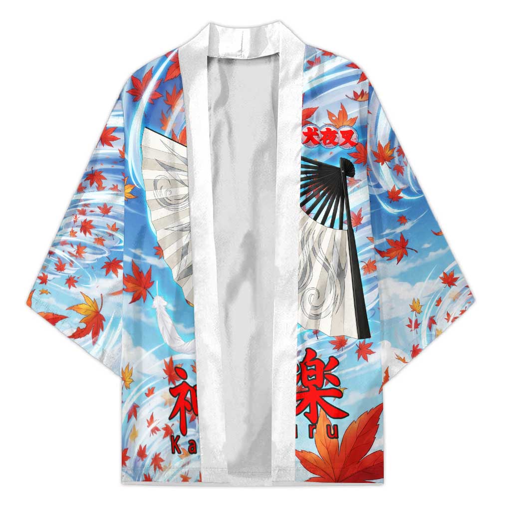 Kagura Inuyasha Series Kimono Wind Spirit Anime Style with Autumn Maple Leaves