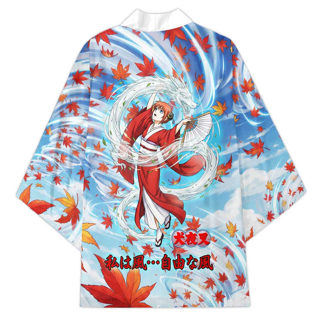 Kagura Inuyasha Series Kimono Wind Spirit Anime Style with Autumn Maple Leaves
