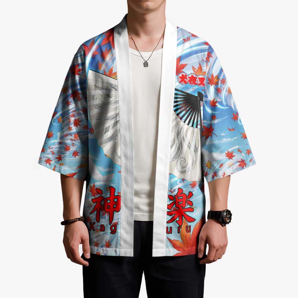 Kagura Inuyasha Series Kimono Wind Spirit Anime Style with Autumn Maple Leaves