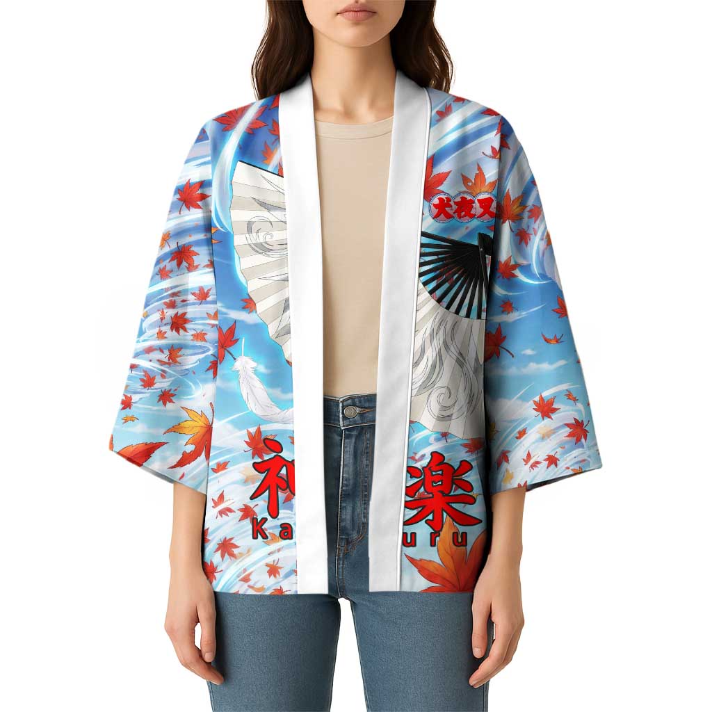 Kagura Inuyasha Series Kimono Wind Spirit Anime Style with Autumn Maple Leaves